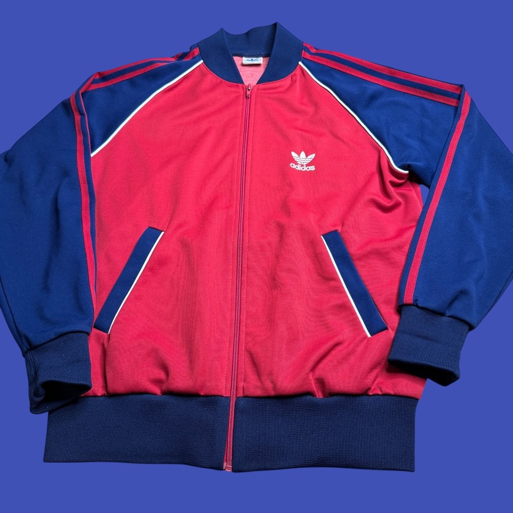 Vintage Adidas Jacket Mens Medium Blue Trefoil Embroidered Taiwan Track 80s